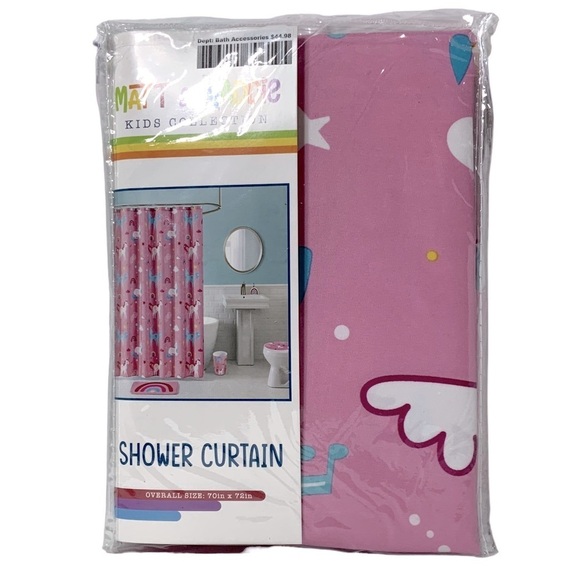 Matt & Maddie Unicorn Rainbow Fabric Shower Curtain 70 X 72 In Multicolor Pink - Picture 2 of 16